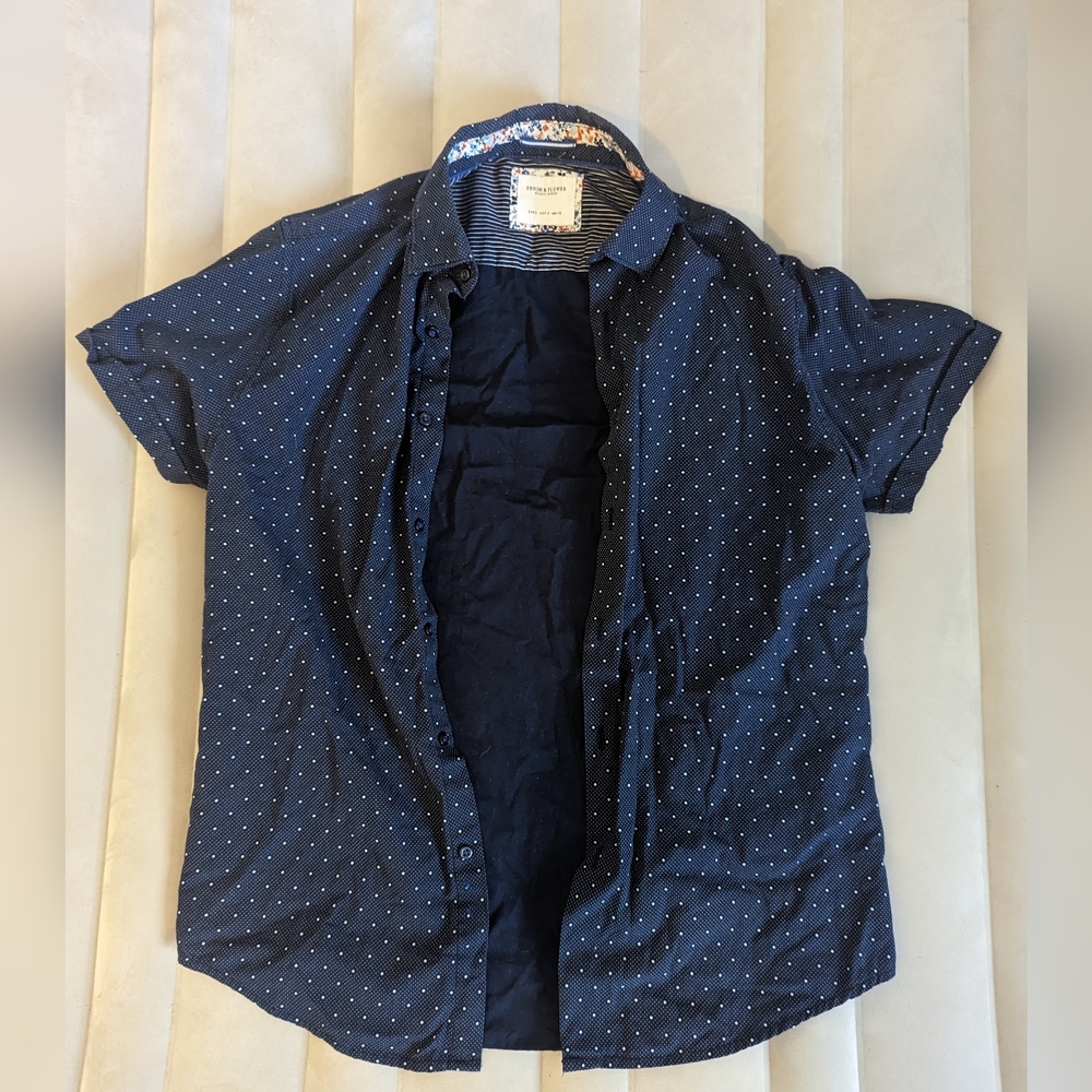 Denim & Flower Dark Blue Button Down Shirt
